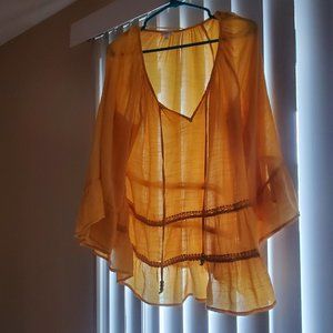 Boho Bell Sleeve Women's Yellow Blouse